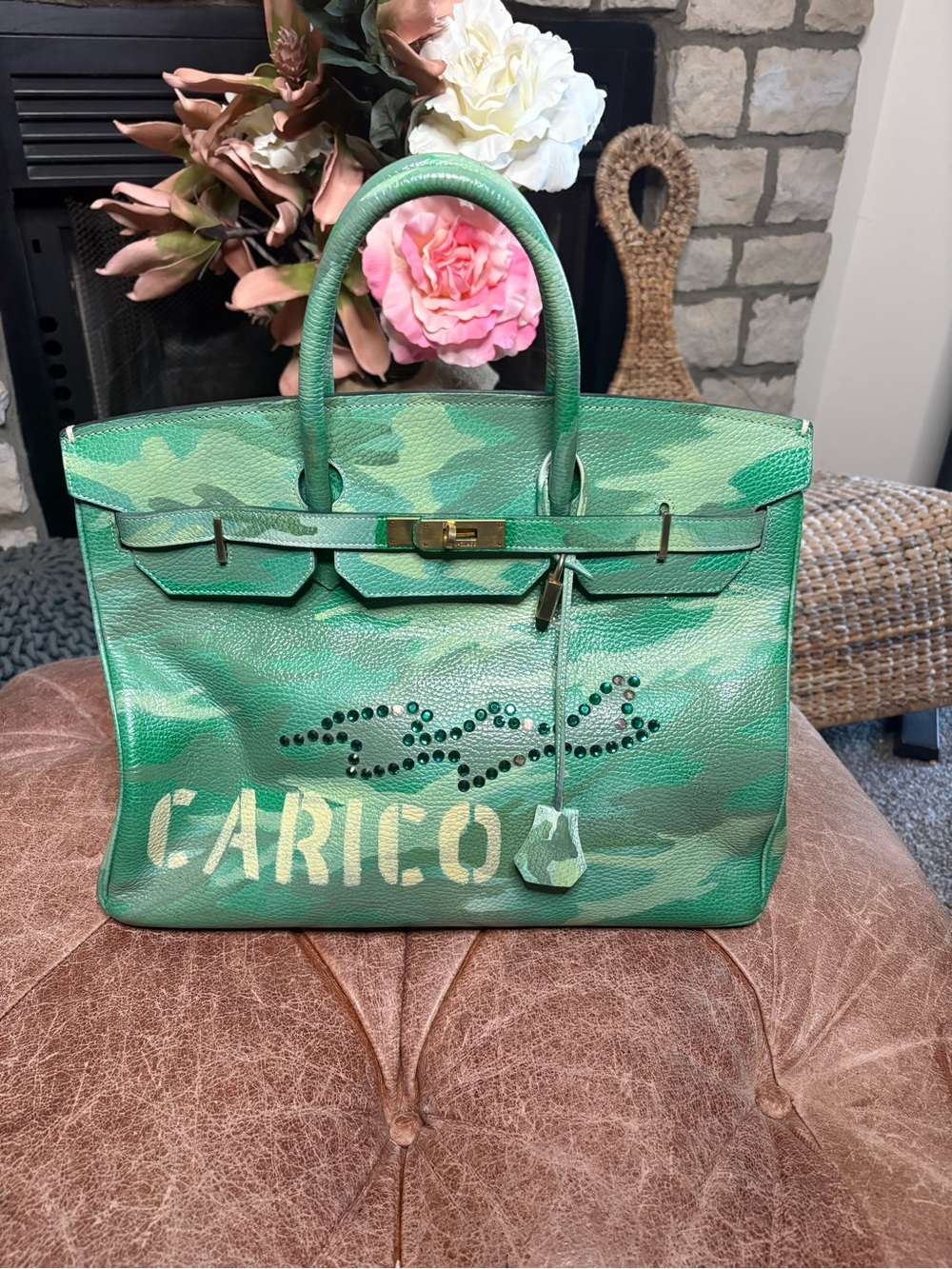 High Class Milano Made in Italy camouflage leather bag